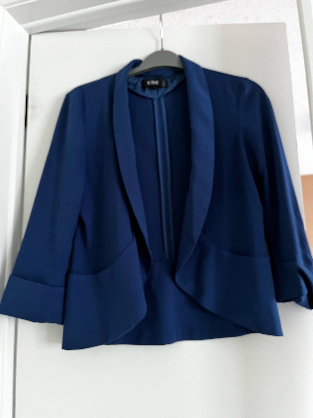 Kookai Navy Draped Open-Front Blazer